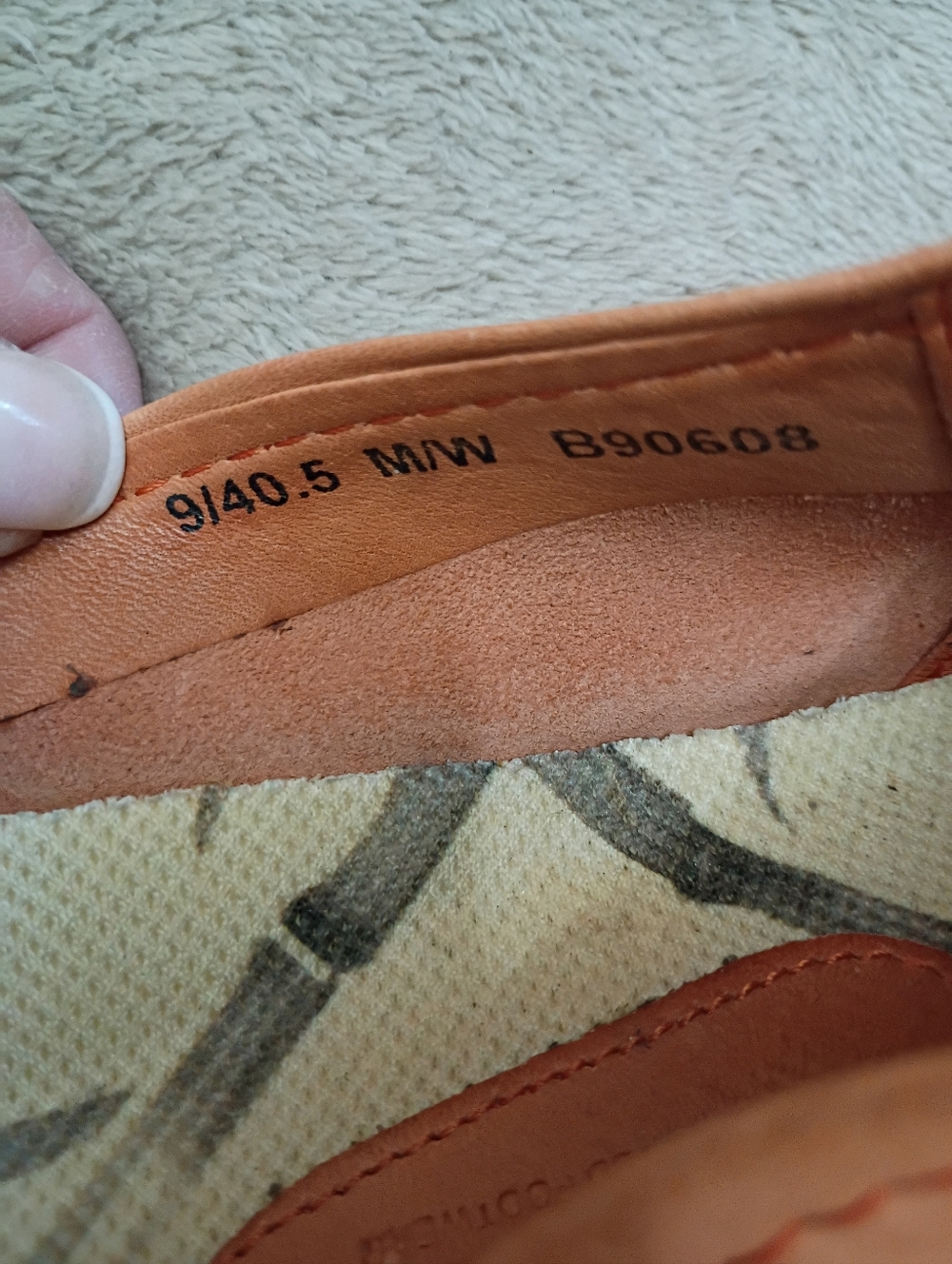 Peach Leather Mary Jane Flats with Elastic Strap - Picture 9 of 10